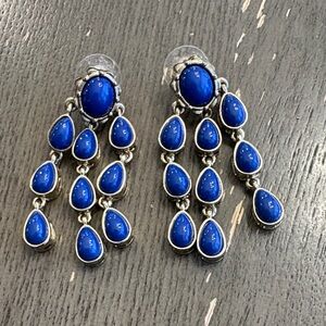 Ann Taylor Blue and Gold Dangle Earrings